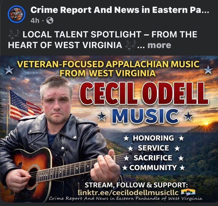 Featured by Crime Report And News in Eastern Panhandle of West Virginia - Cecil Odell Music