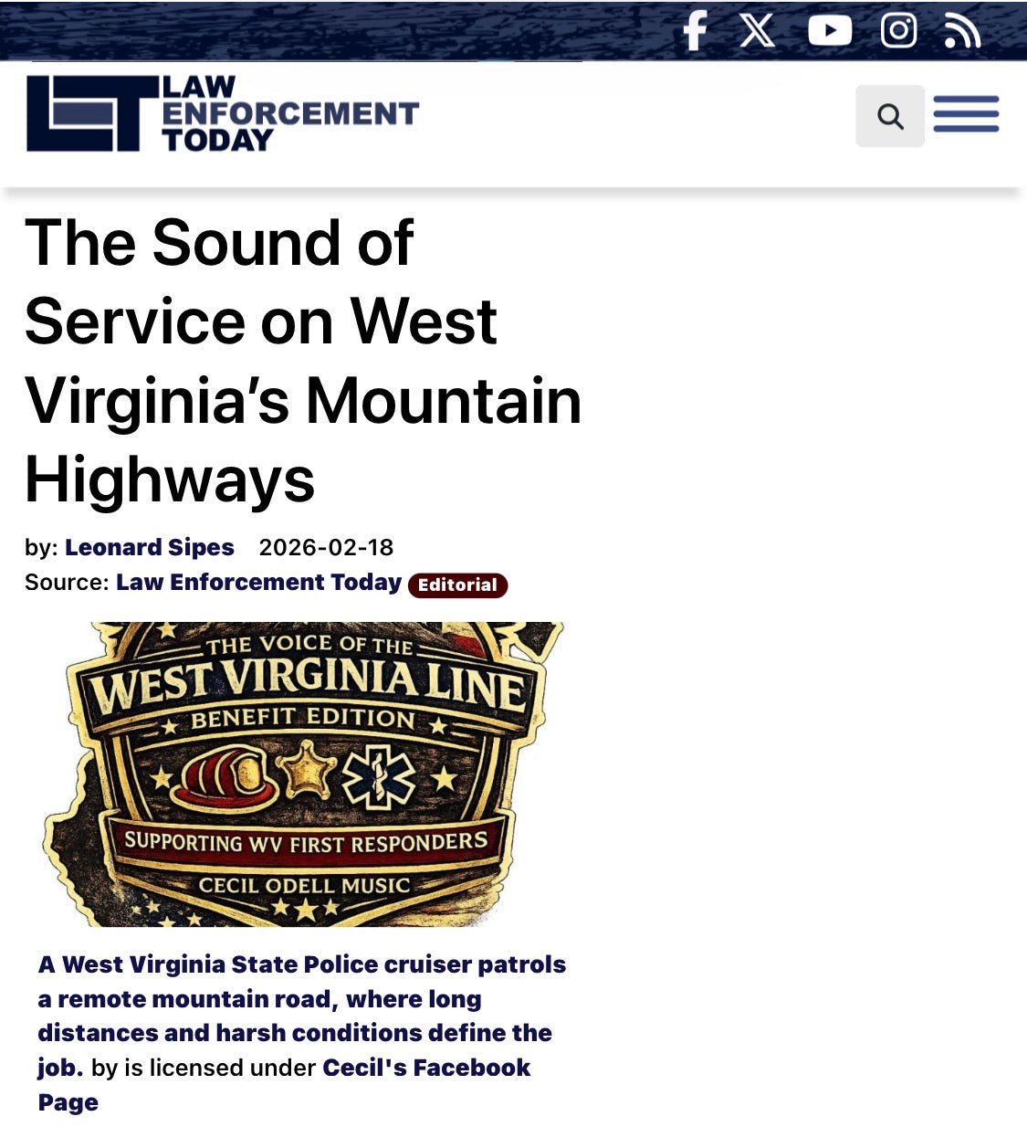 Featured by Law Enforcement Today - Cecil Odell Music