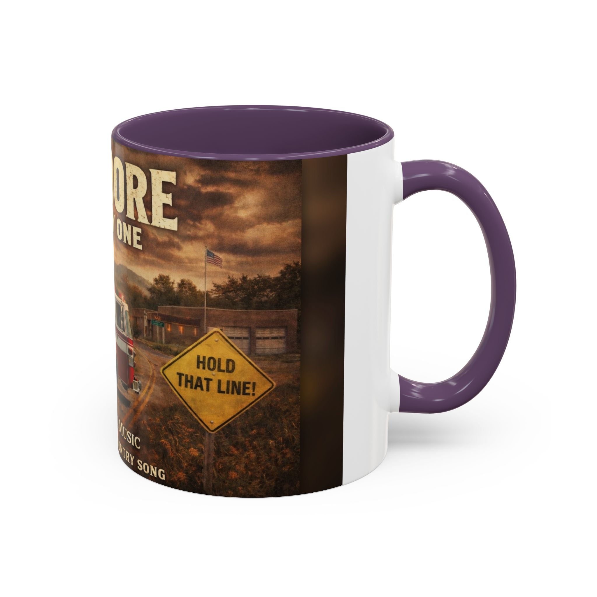 Anmoore Company One Firetruck Accent Coffee Mug: 'Hold That Line' West Virginia Country Music Tribute