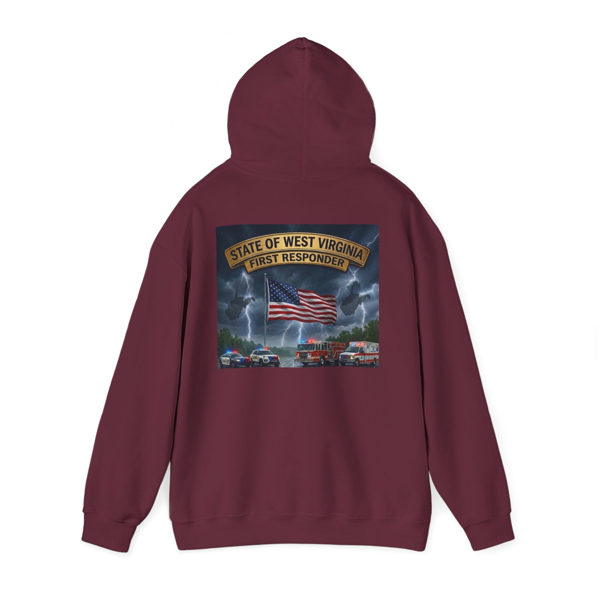 First Responder Hoodie: West Virginia Line Eagle & American Flag Tribute