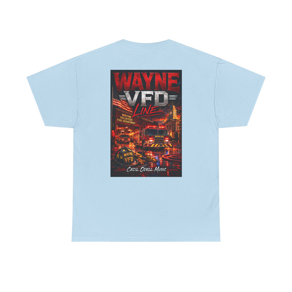 Wayne VFD Line Graphic Tee: Retro Firefighter Poster Shirt