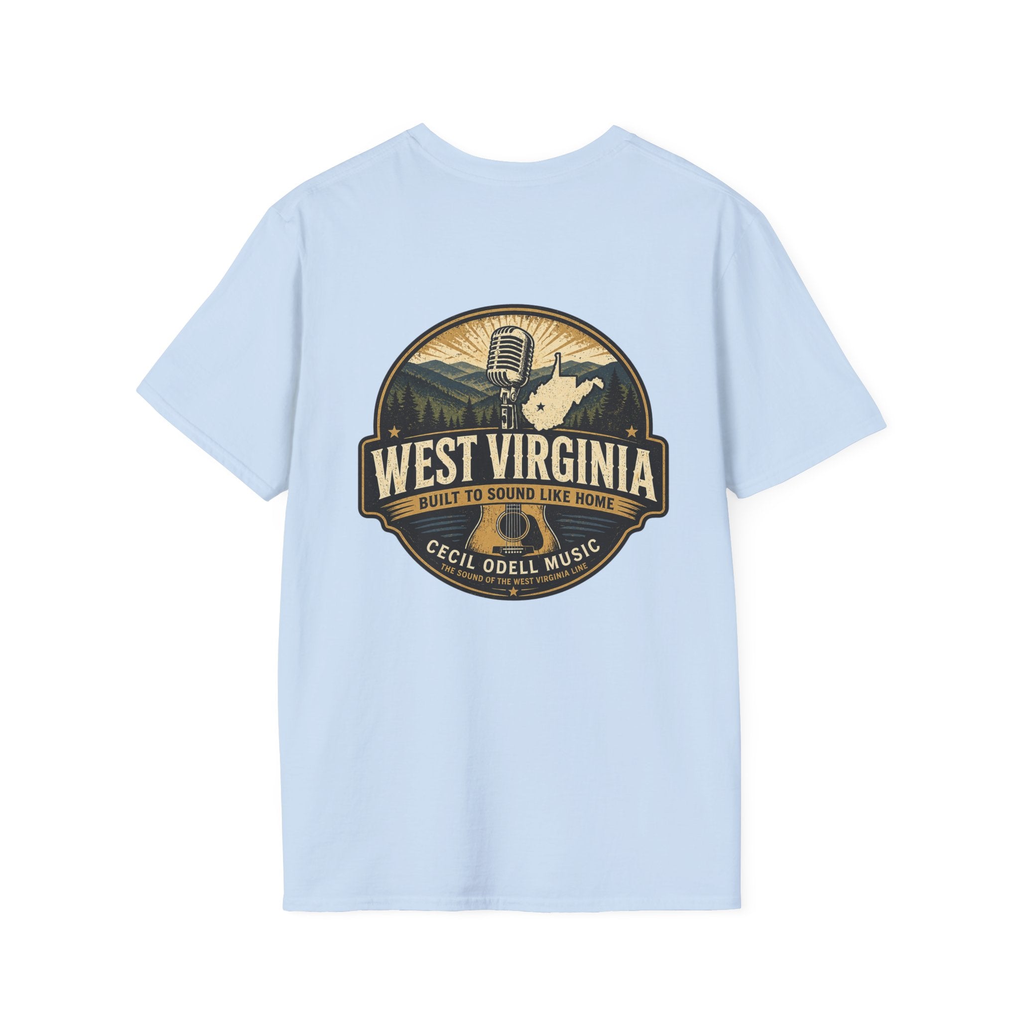 West Virginia Music T-Shirt: "Built to Sound Like Home" Vintage State Guitar Tee