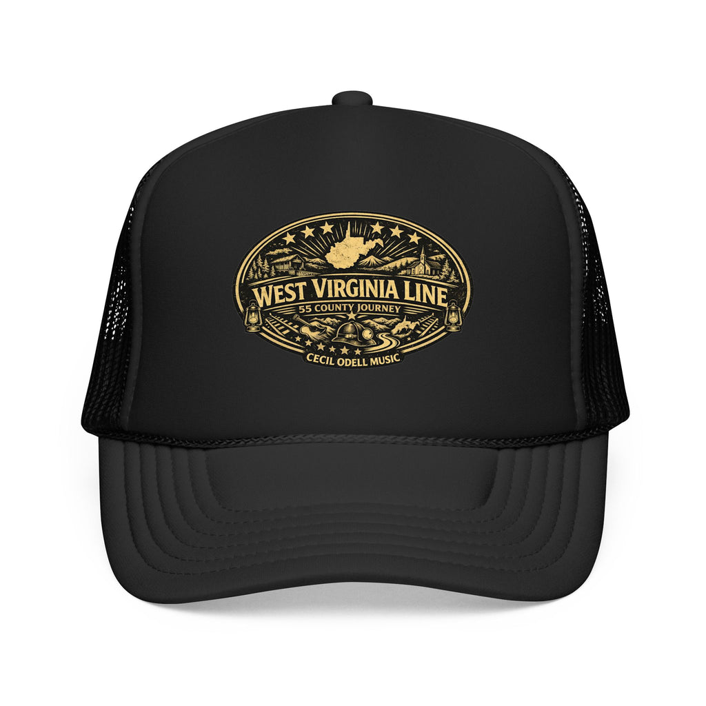 West Virginia Line Vintage Foam Trucker Hat: Rustic State Patch Cap