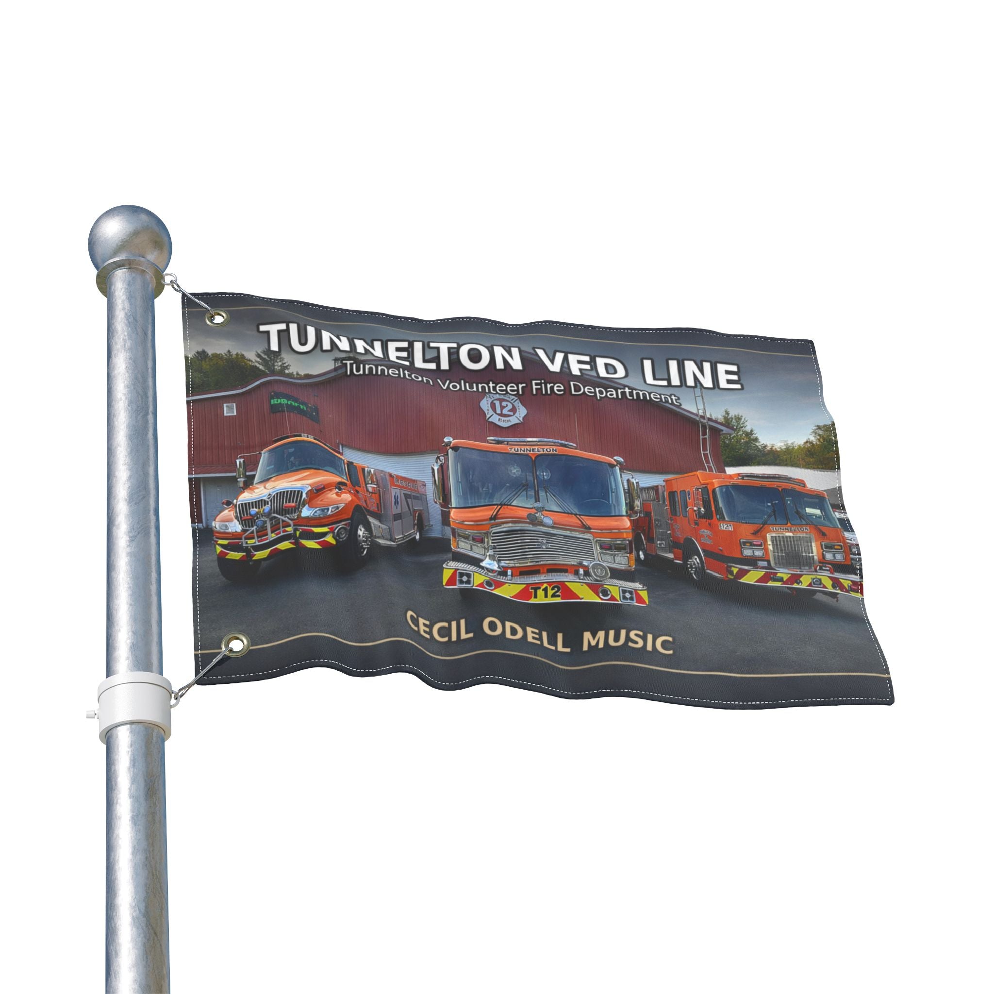 Tunnelton VFD Line Fire Truck Flag: Double-Sided Volunteer Fire Department Banner