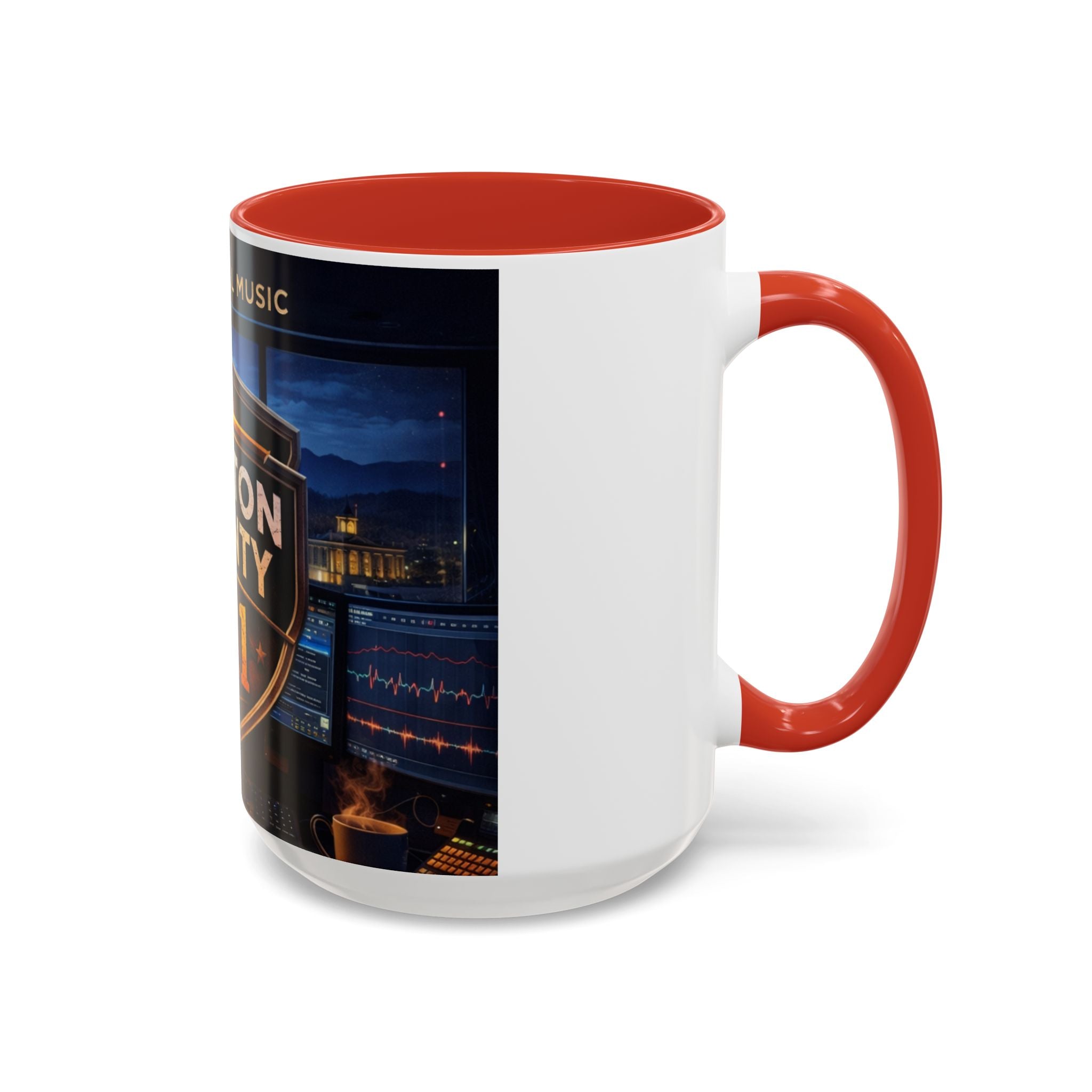 Preston County 911 Coffee Mug: Emergency Dispatch Badge Accent Mug
