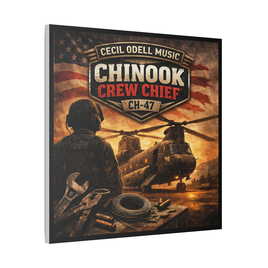 Chinook Crew Chief CH-47 Satin Stretched Canvas Wall Art