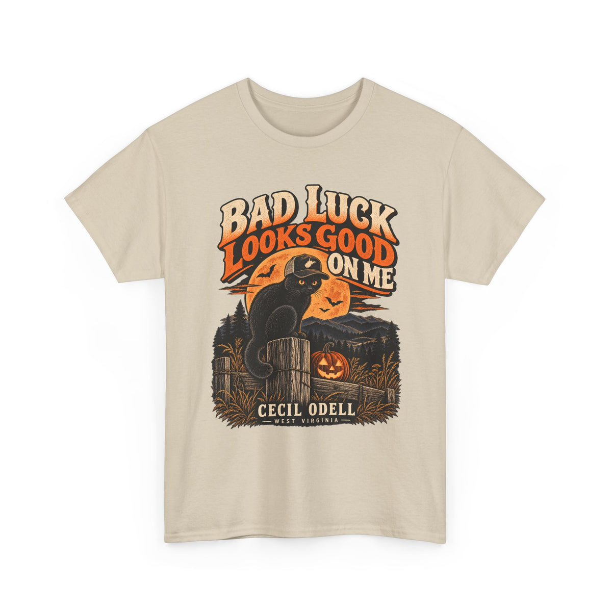 Bad Luck Looks Good on Me Halloween Tee | Cecil Odell