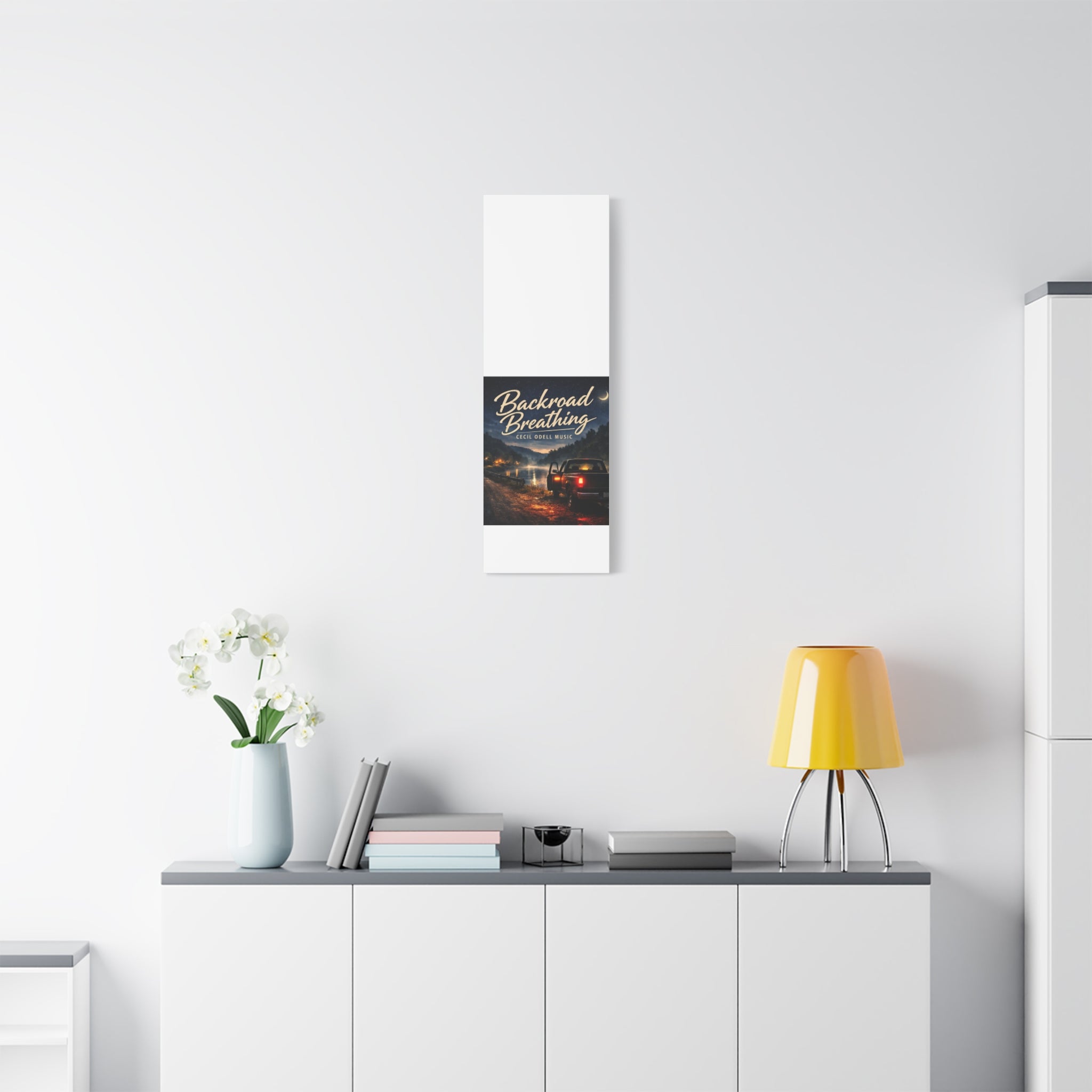Backroad Breathing Matte Canvas Wall Art: Night Truck Landscape Music Print