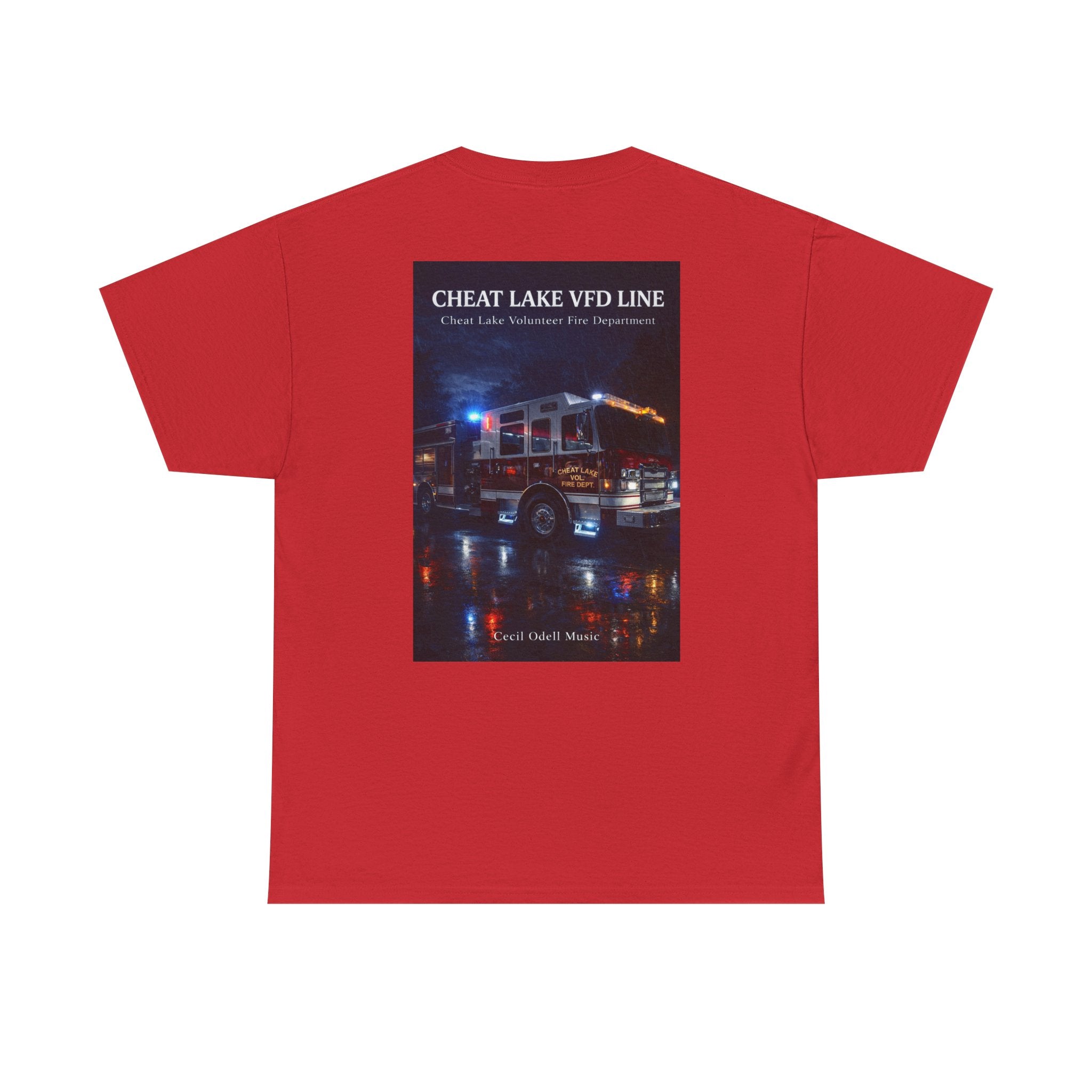 Firetruck Photo Tee: Cheat Lake VFD Line Volunteer Firefighter Shirt