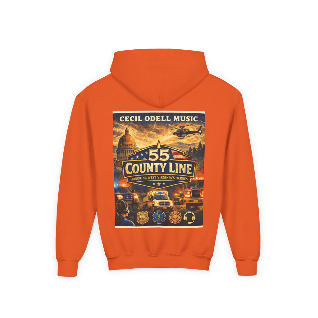 Youth Hoodie - '55 County Line' West Virginia Line Music Graphic Pullover