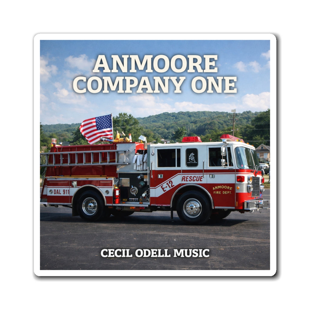 Fire Truck Refrigerator Magnet: "Anmoore Company One" Album Cover Magnet