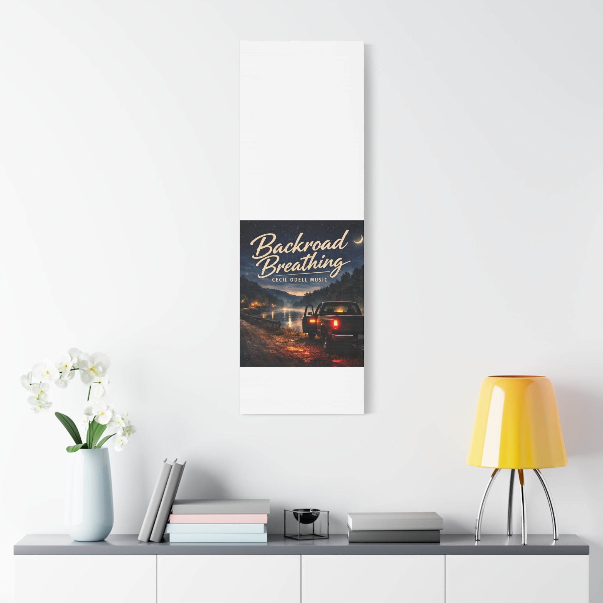 Backroad Breathing Matte Canvas Wall Art: Night Truck Landscape Music Print