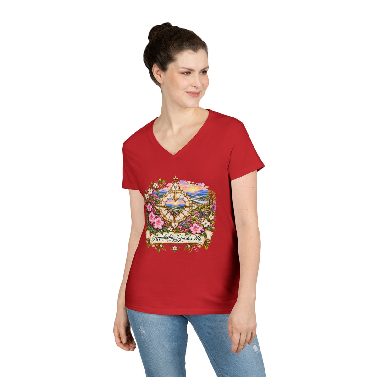 Appalachia Guides Me Floral - Ladies' V-Neck T-Shirt