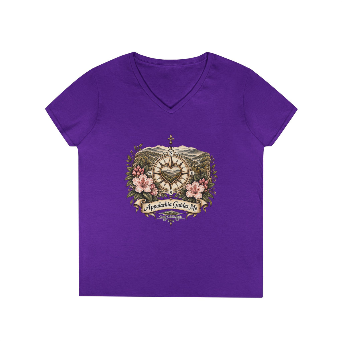Appalachian Guide Floral Compass V-Neck Tee