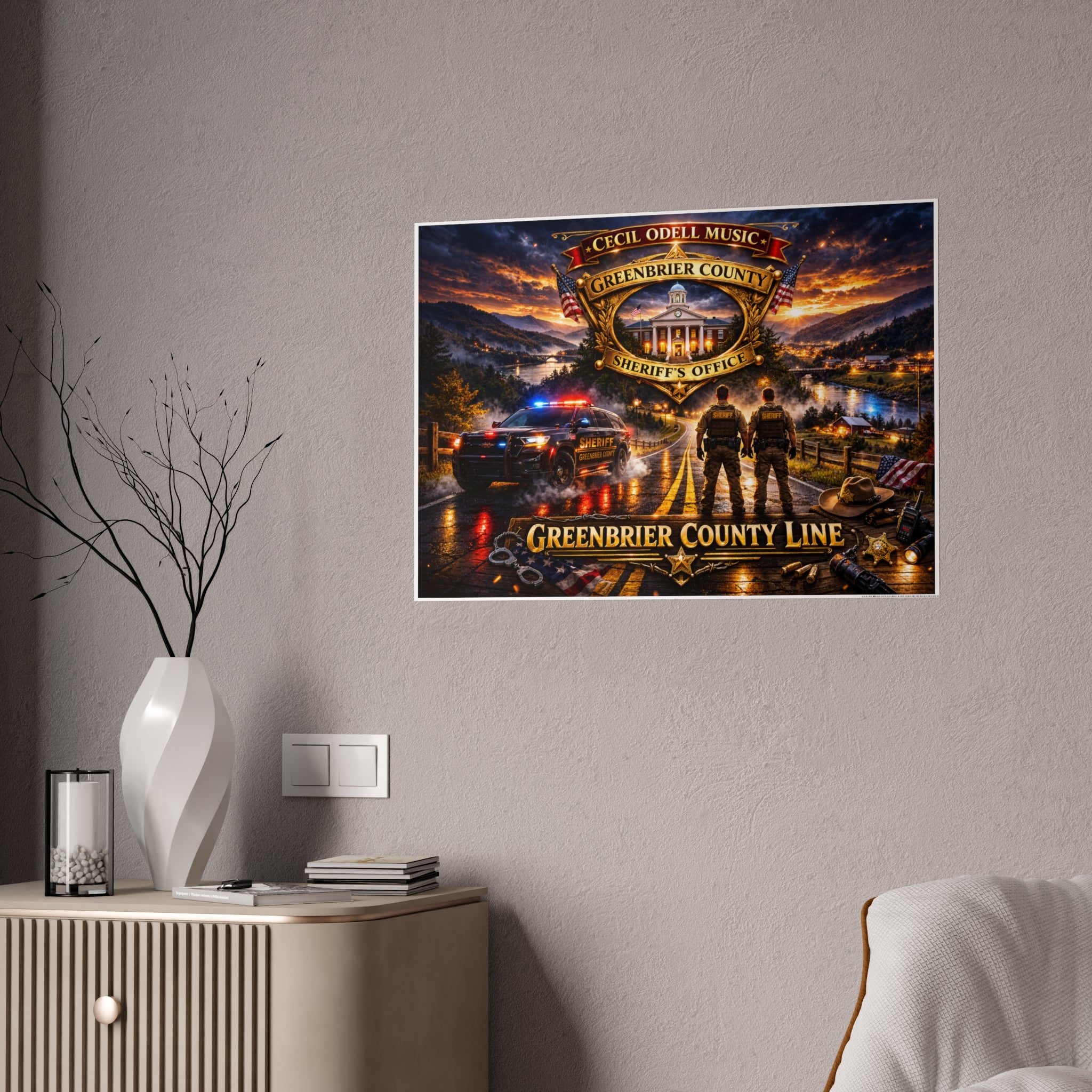 Greenbrier County Sheriff Poster: Gloss Police Tribute Wall Art