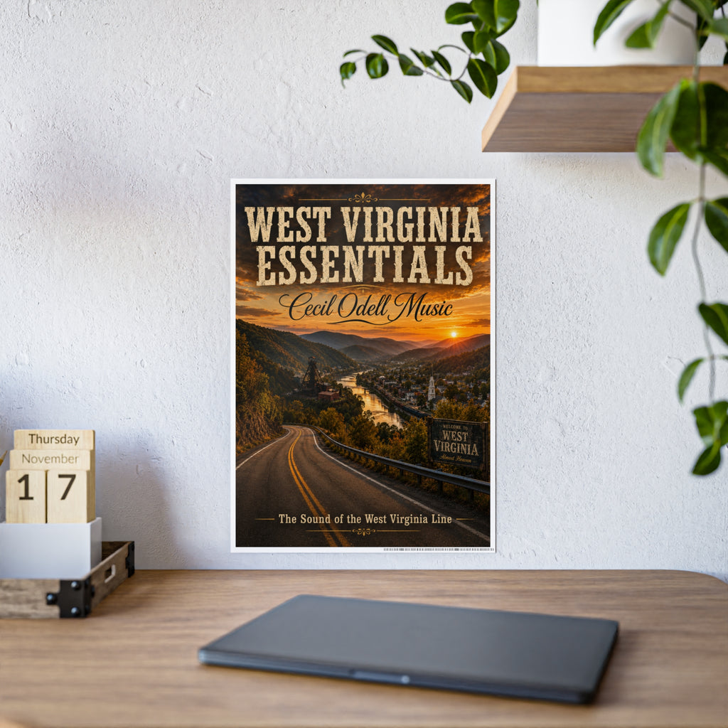 West Virginia Essentials Gloss Poster — Vintage Scenic State Music Print