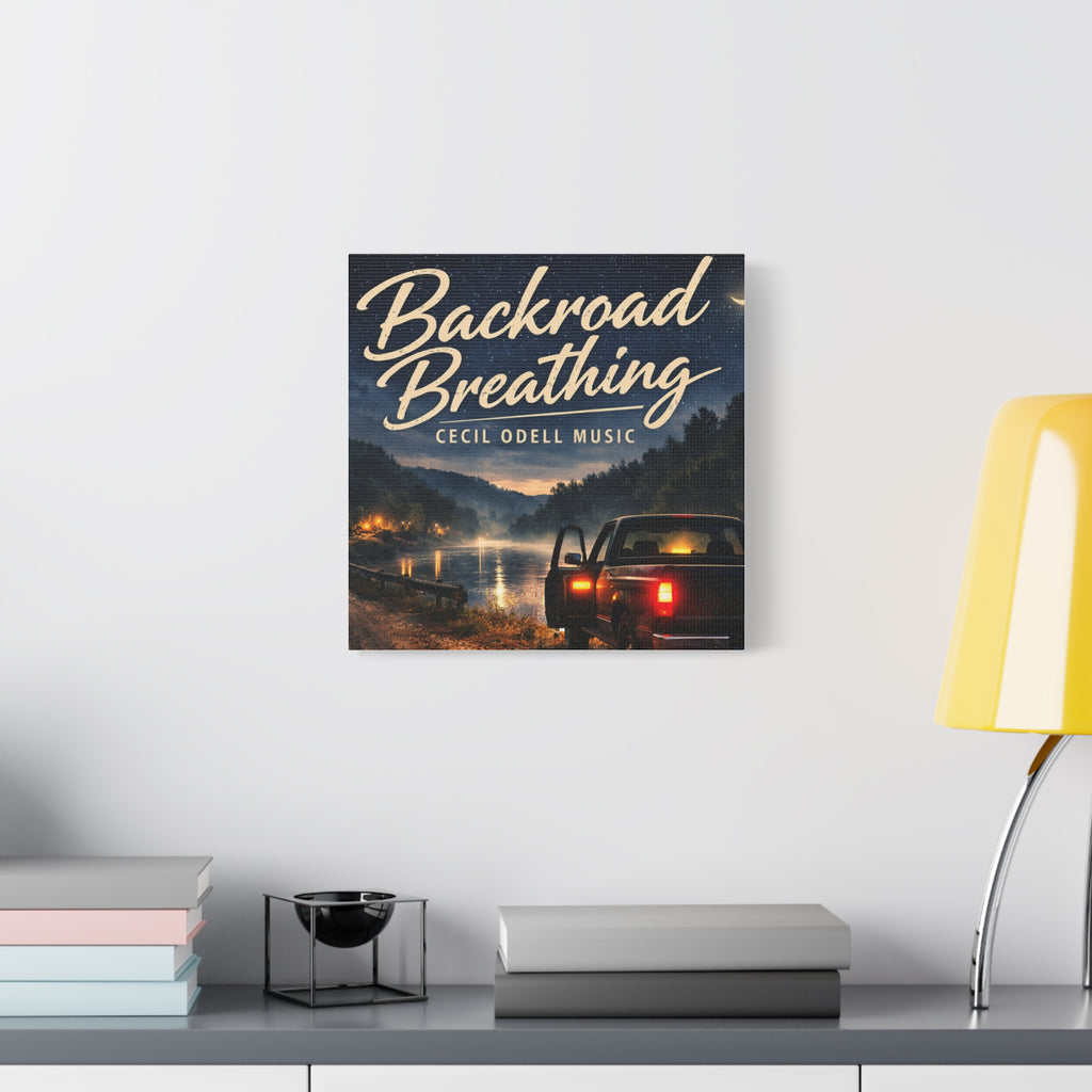 Backroad Breathing Matte Canvas Wall Art: Night Truck Landscape Music Print
