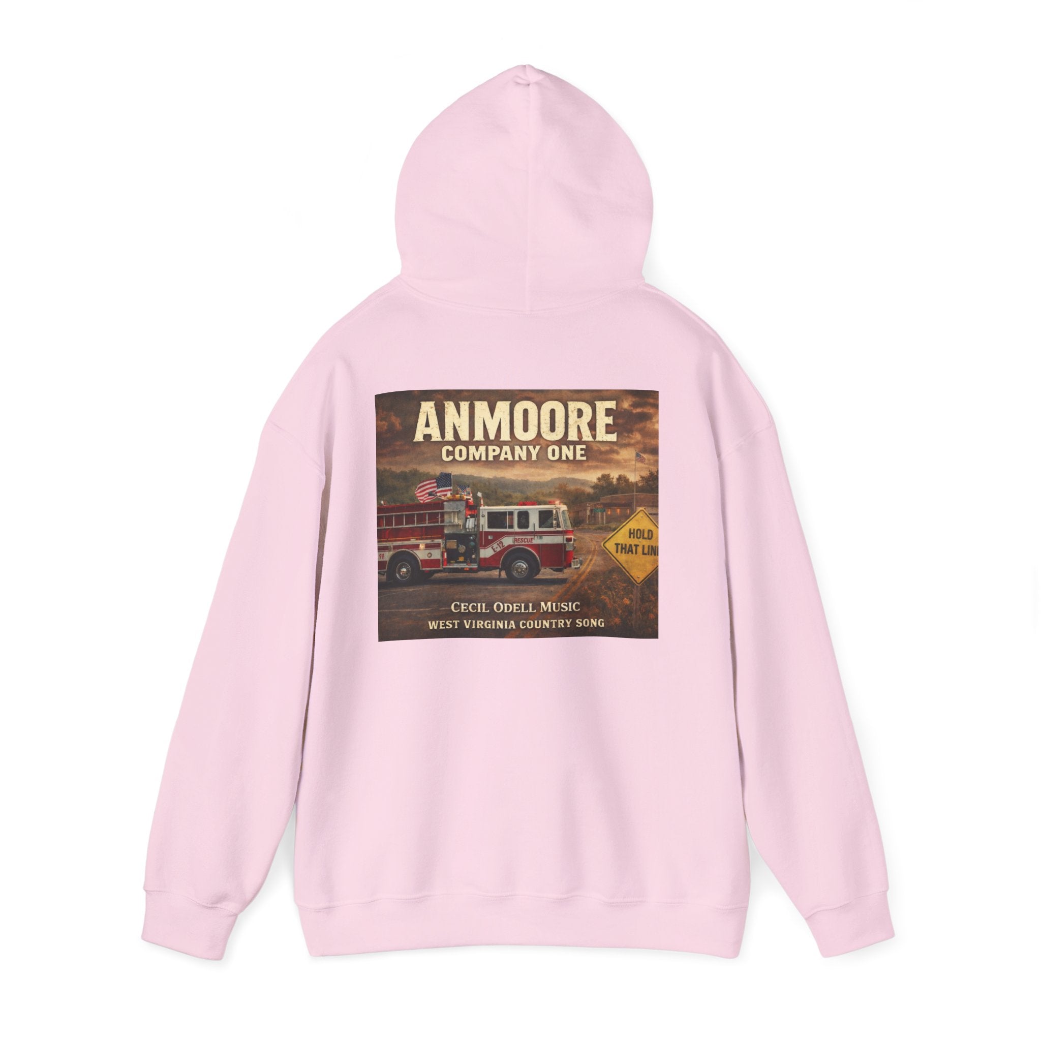 Firetruck Graphic Hoodie: Anmoore Company One Vintage Rescue Music Crewneck