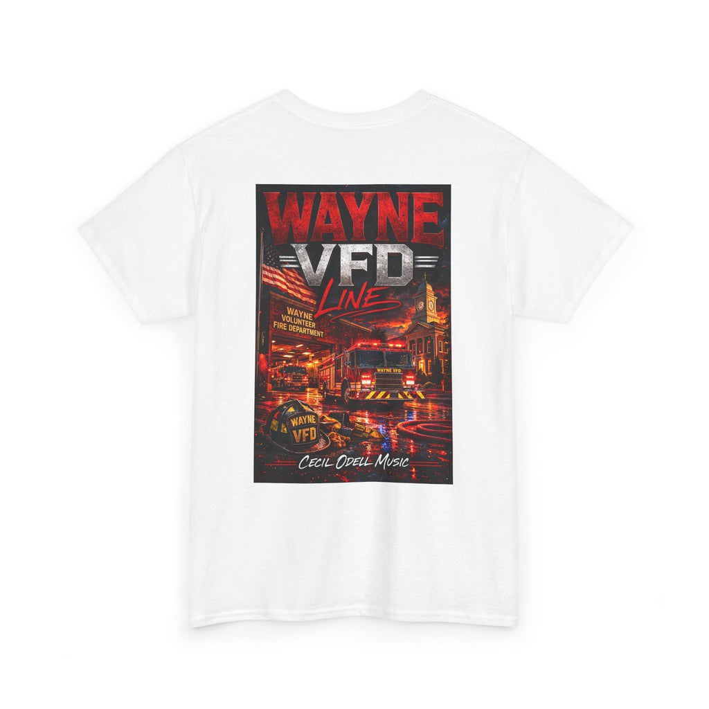 Wayne VFD Line Graphic Tee: Retro Firefighter Poster Shirt