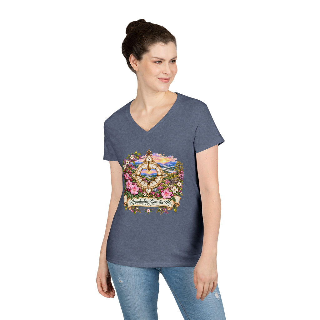 Appalachia Guides Me Floral - Ladies' V-Neck T-Shirt