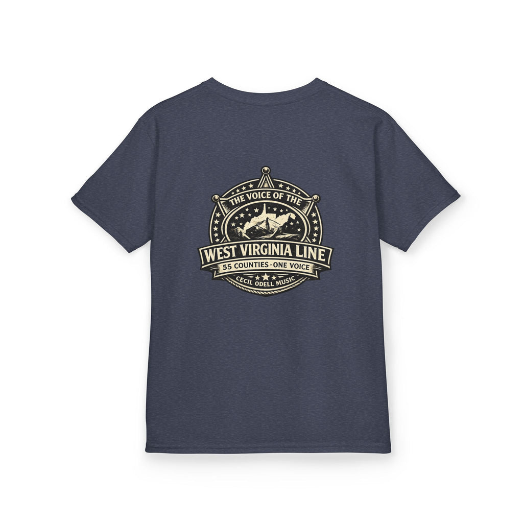 West Virginia Line Kids T‑Shirt: 'The Voice of the West Virginia Line' Vintage Emblem