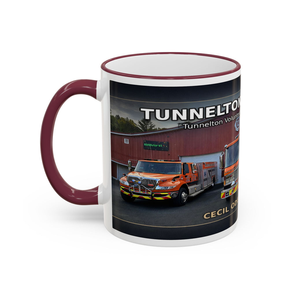 Fire Truck Photo Accent Rim Mug: "Cecil Odell Music" Volunteer Fire Department Tribute (11oz/15oz)