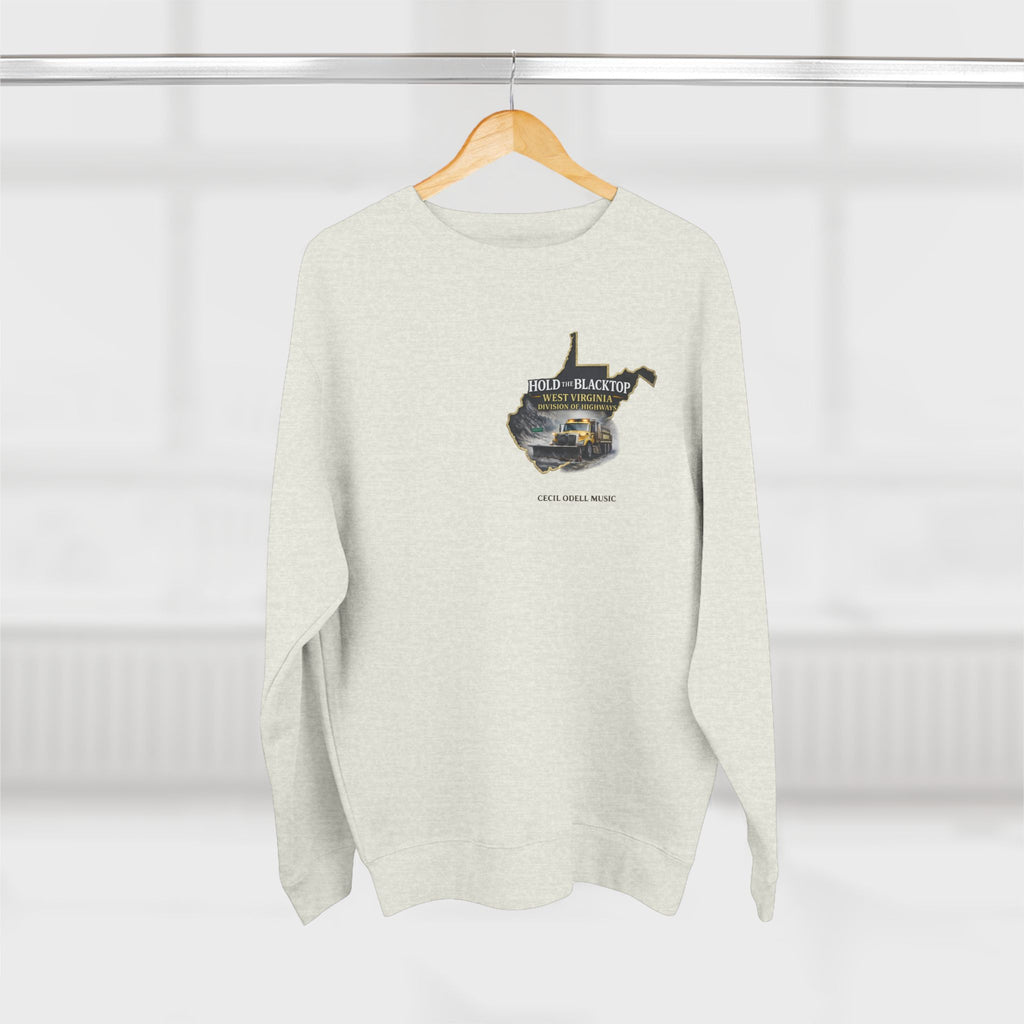 West Virginia Blacktop Crewneck Sweatshirt: 'Hold the Blacktop' State Graphic