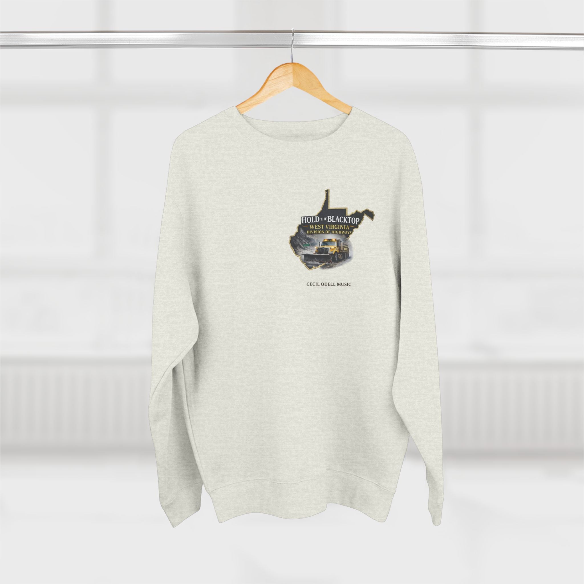 West Virginia Blacktop Crewneck Sweatshirt: 'Hold the Blacktop' State Graphic