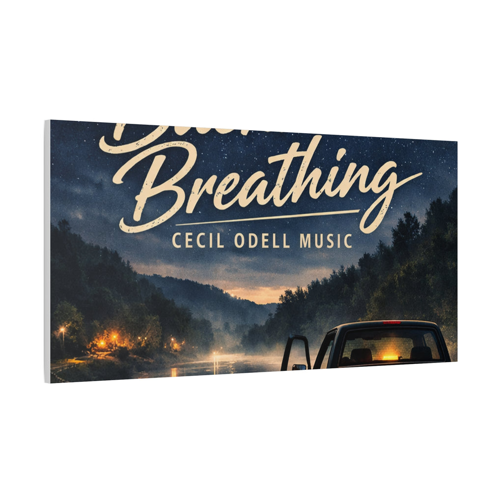 Backroad Breathing Matte Canvas Wall Art: Night Truck Landscape Music Print