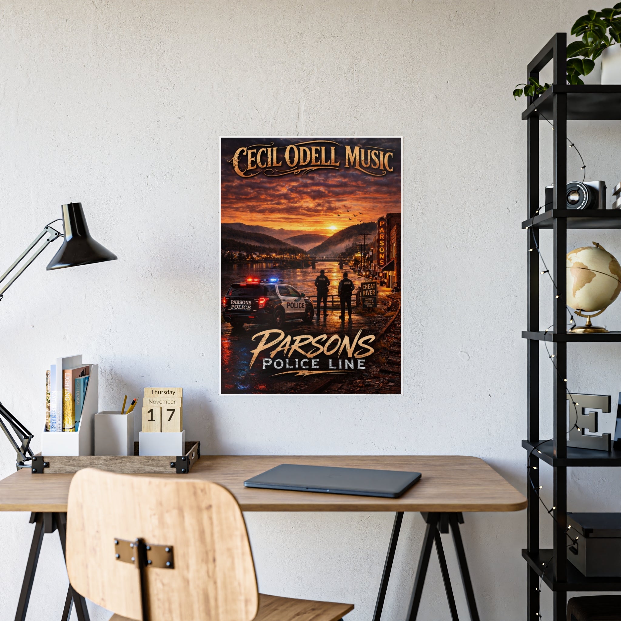 Police Line Poster: "Parsons" Sunset Crime Scene Music Print