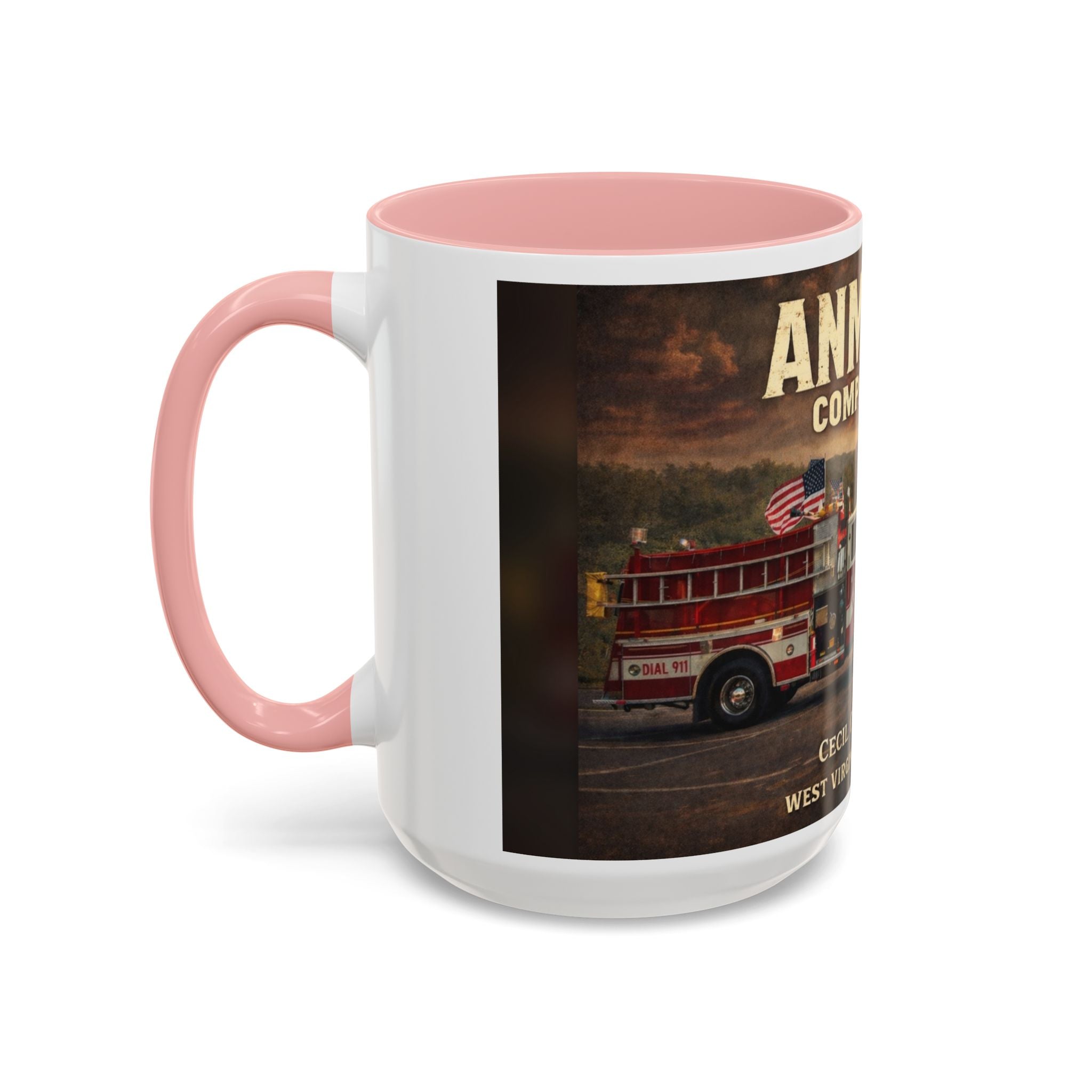 Anmoore Company One Firetruck Accent Coffee Mug: 'Hold That Line' West Virginia Country Music Tribute