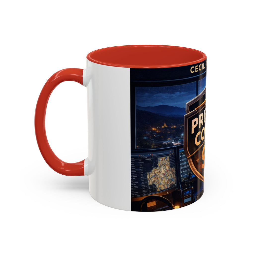 Preston County 911 Coffee Mug: Emergency Dispatch Badge Accent Mug