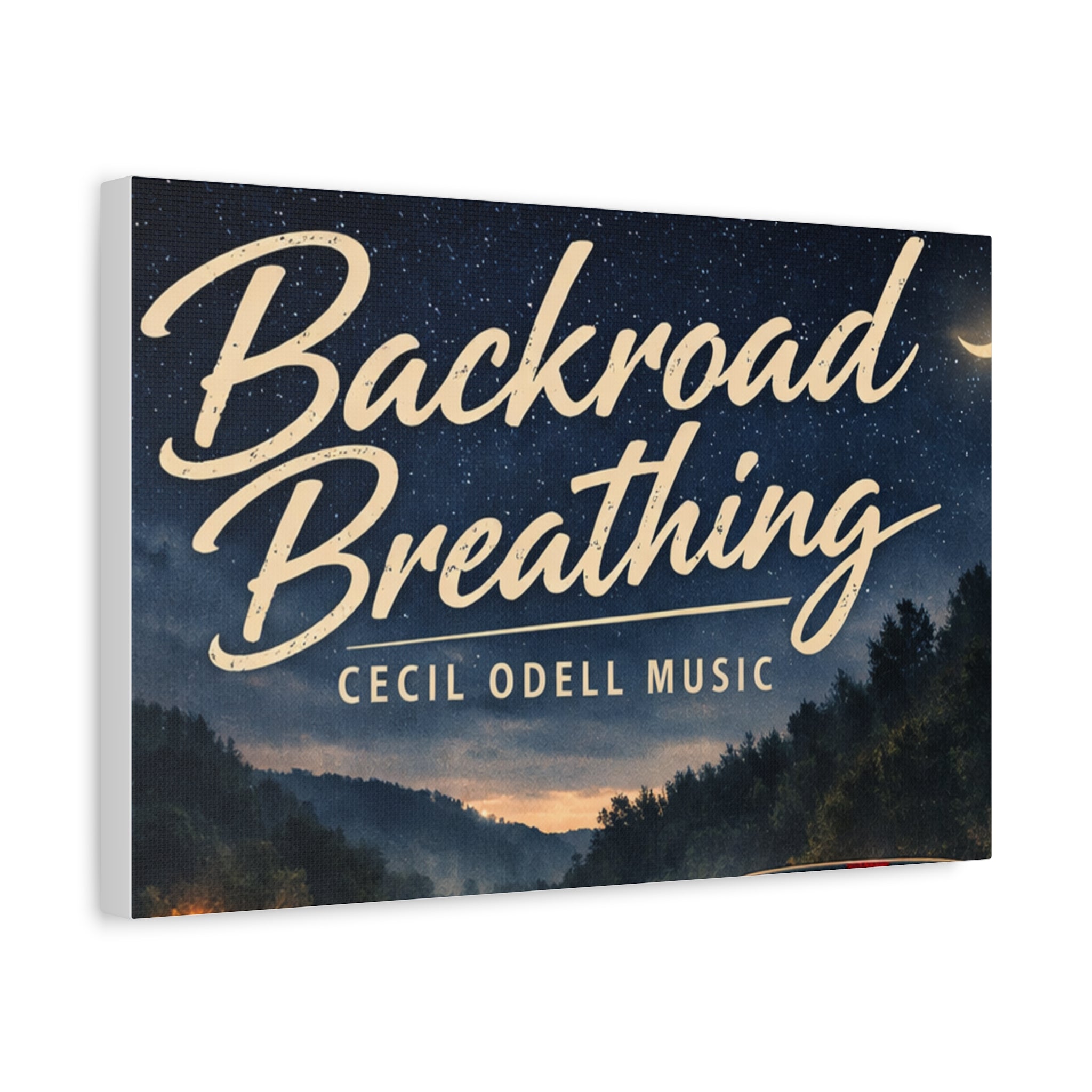 Backroad Breathing Matte Canvas Wall Art – Night Truck Landscape Music Print