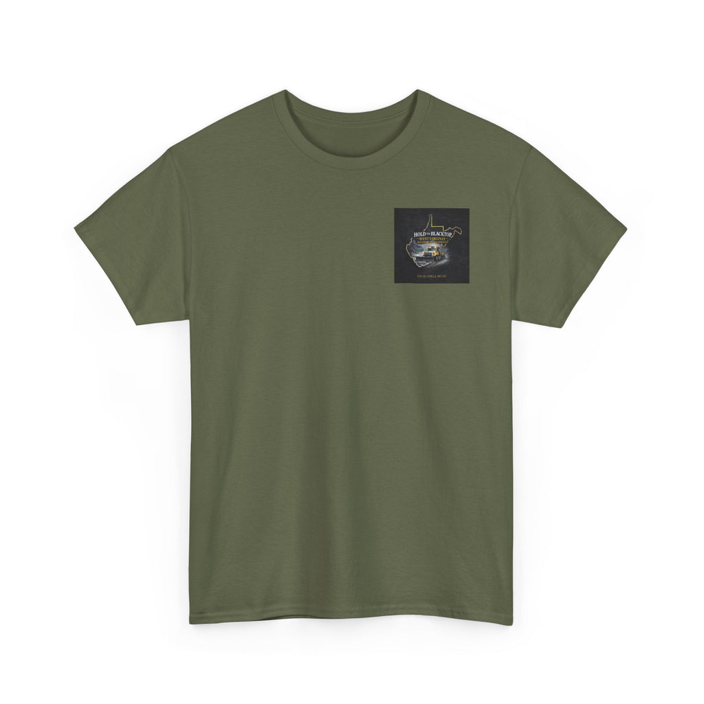 West Virginia 'Hold the Blacktop' Graphic Tee: Vintage Truck State Outline Music Shirt