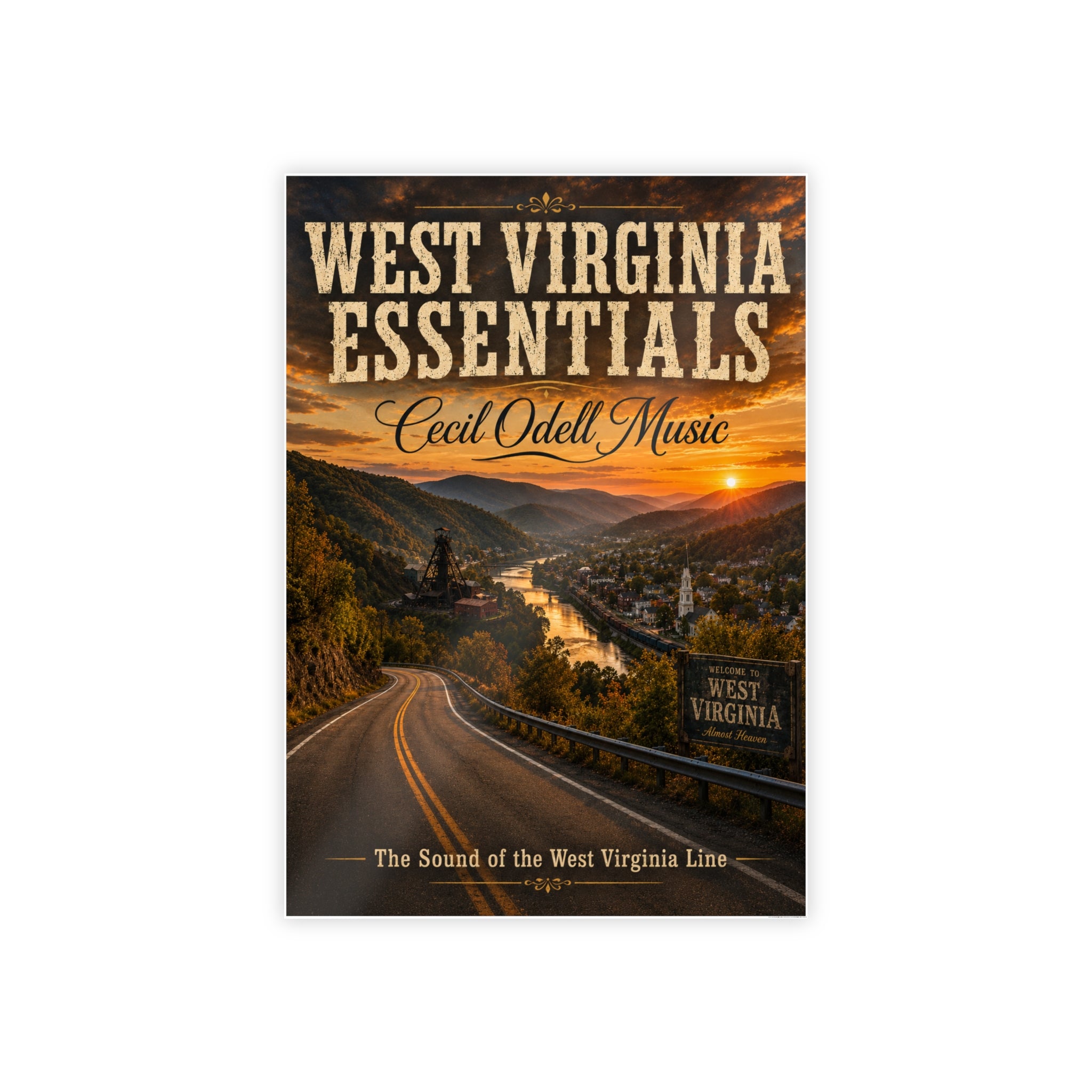 West Virginia Essentials Gloss Poster — Vintage Scenic State Music Print