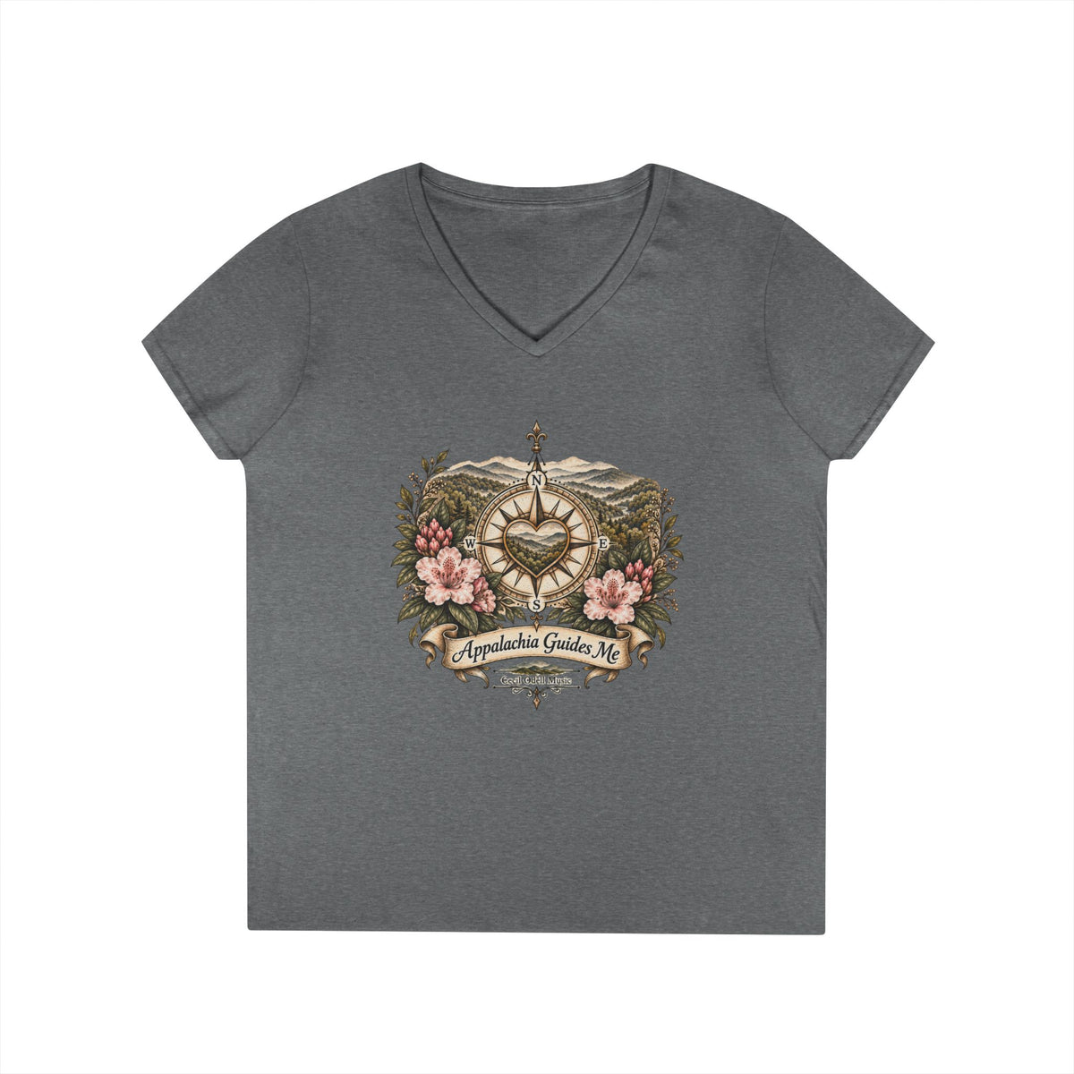 Appalachian Guide Floral Compass V-Neck Tee