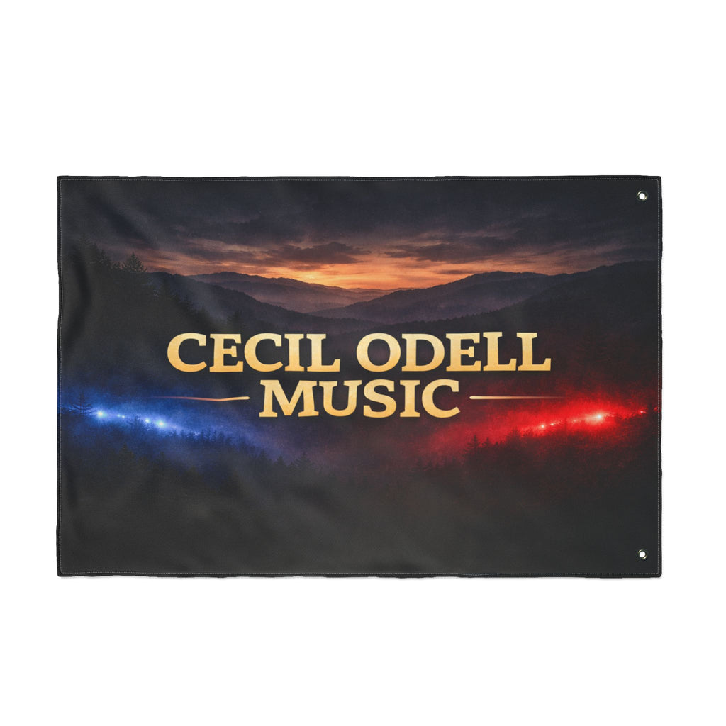 Cecil Odell Music Double-Sided Flag: Sunset Stage Logo Banner for Musicians & Fans