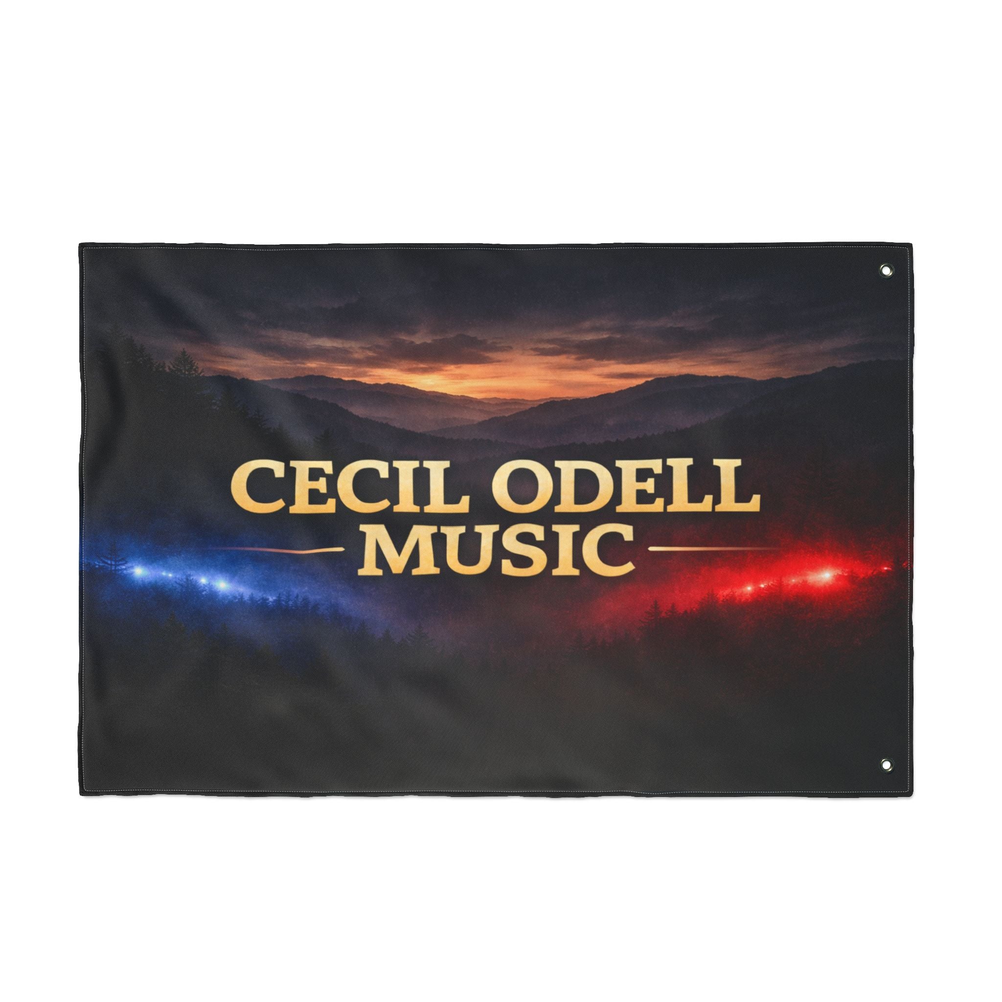 Cecil Odell Music Double-Sided Flag: Sunset Stage Logo Banner for Musicians & Fans