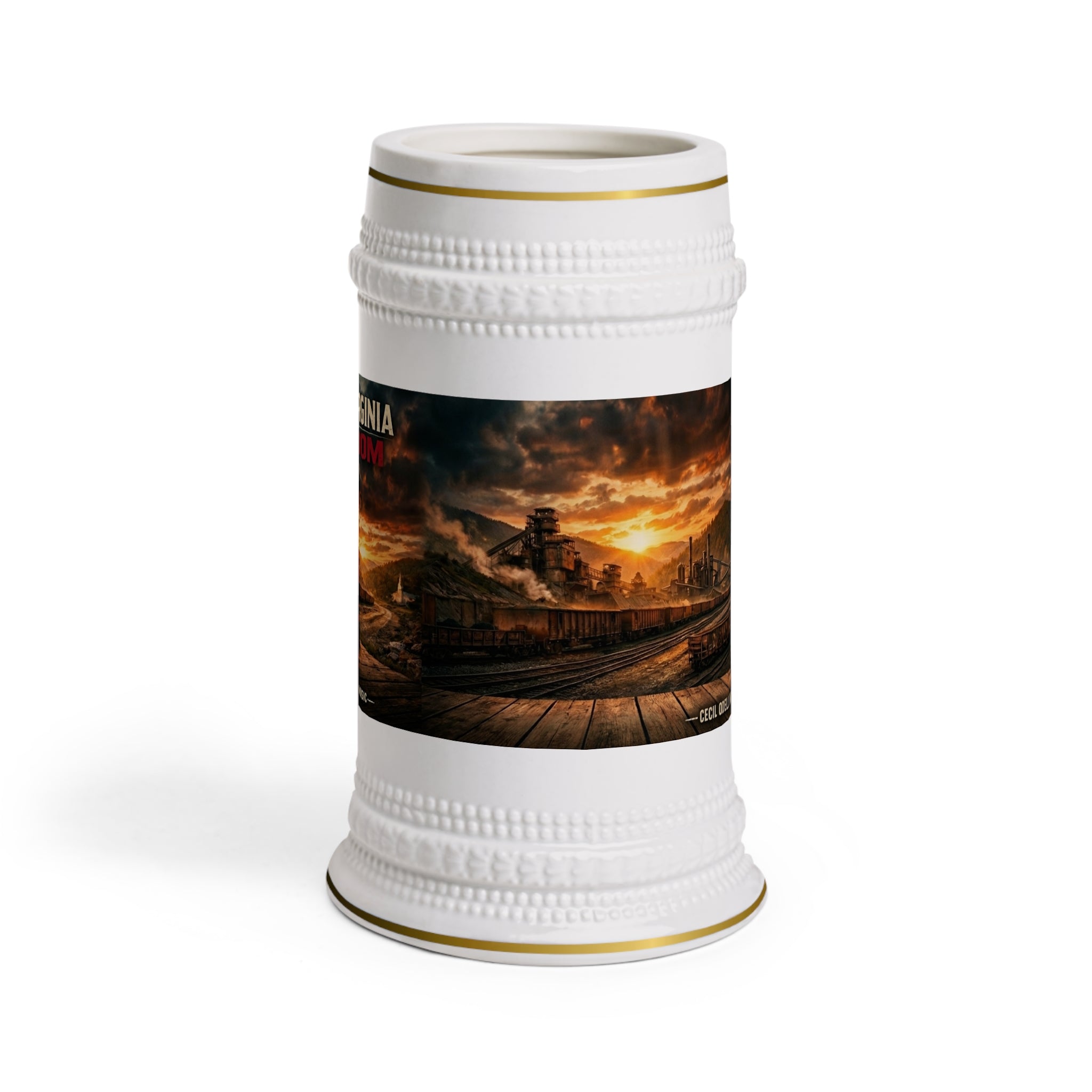 West Virginia Freedom Stein Mug: Rustic Mountain Sunset Beer Stein