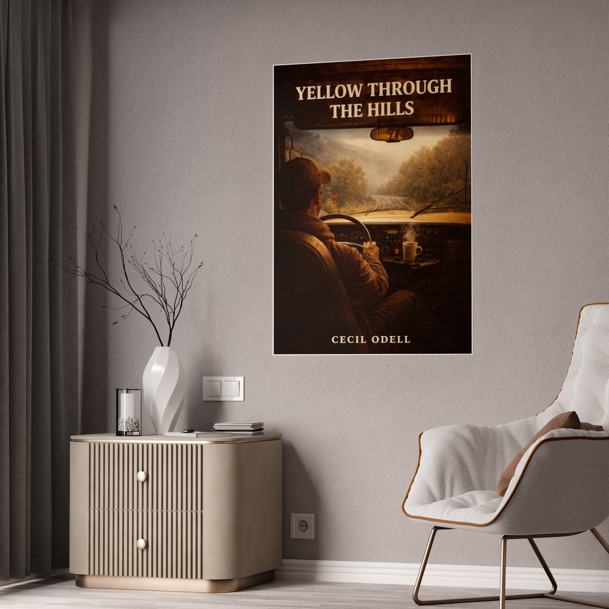 School Bus Poster: "Yellow Through the Hills" Gloss Poster