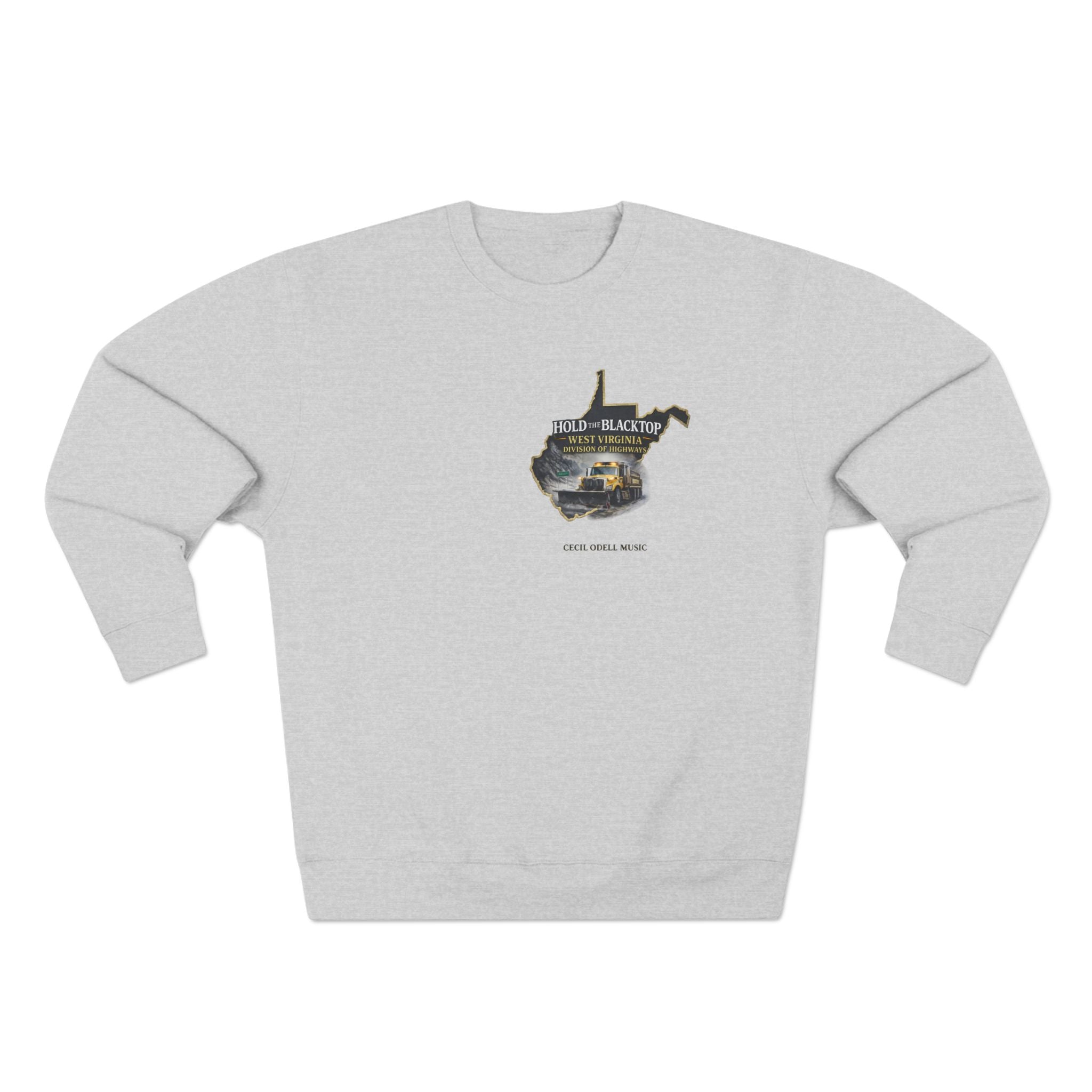 West Virginia Blacktop Crewneck Sweatshirt: 'Hold the Blacktop' State Graphic