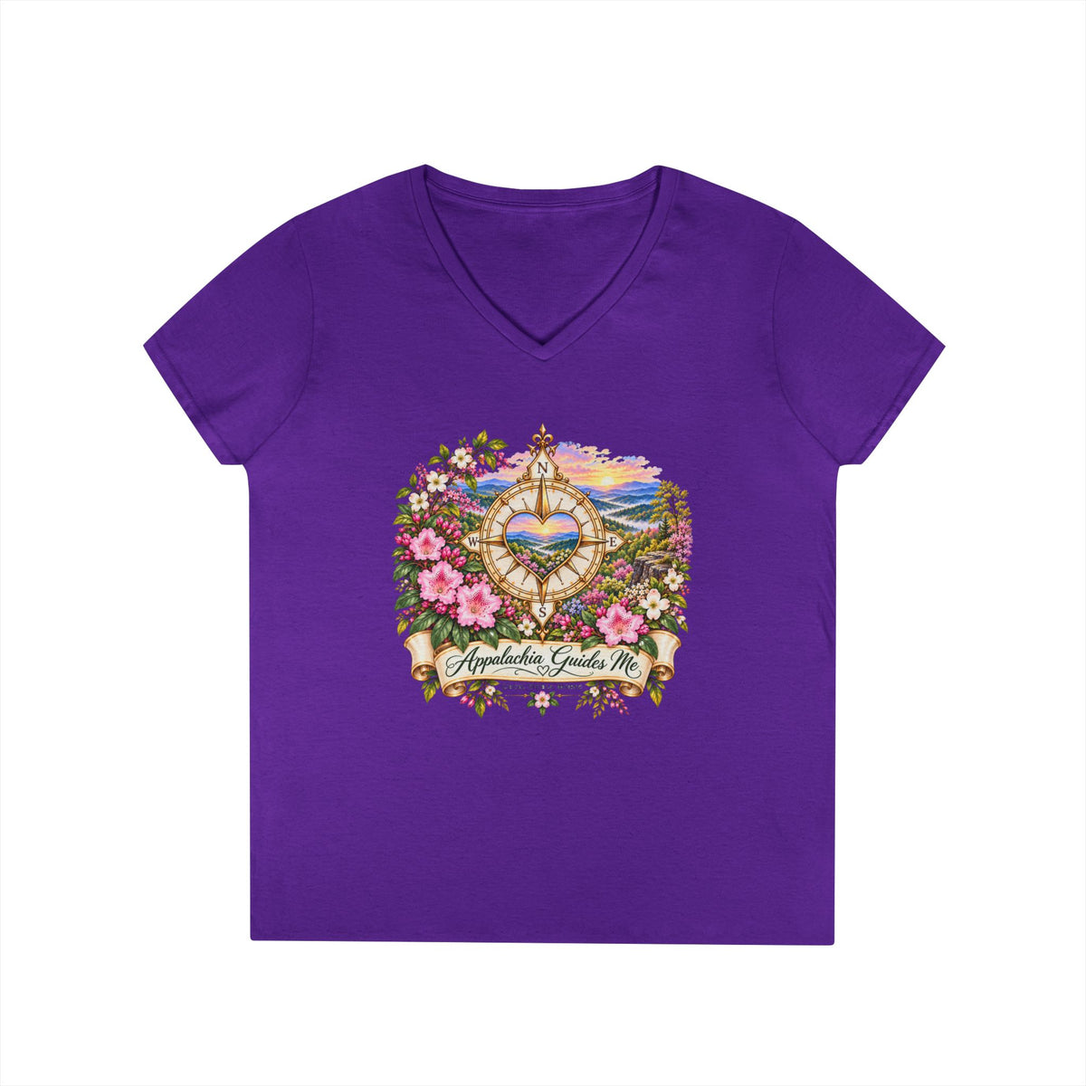 Appalachia Guides Me Floral - Ladies' V-Neck T-Shirt