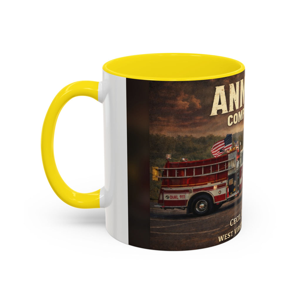 Anmoore Company One Firetruck Accent Coffee Mug: 'Hold That Line' West Virginia Country Music Tribute
