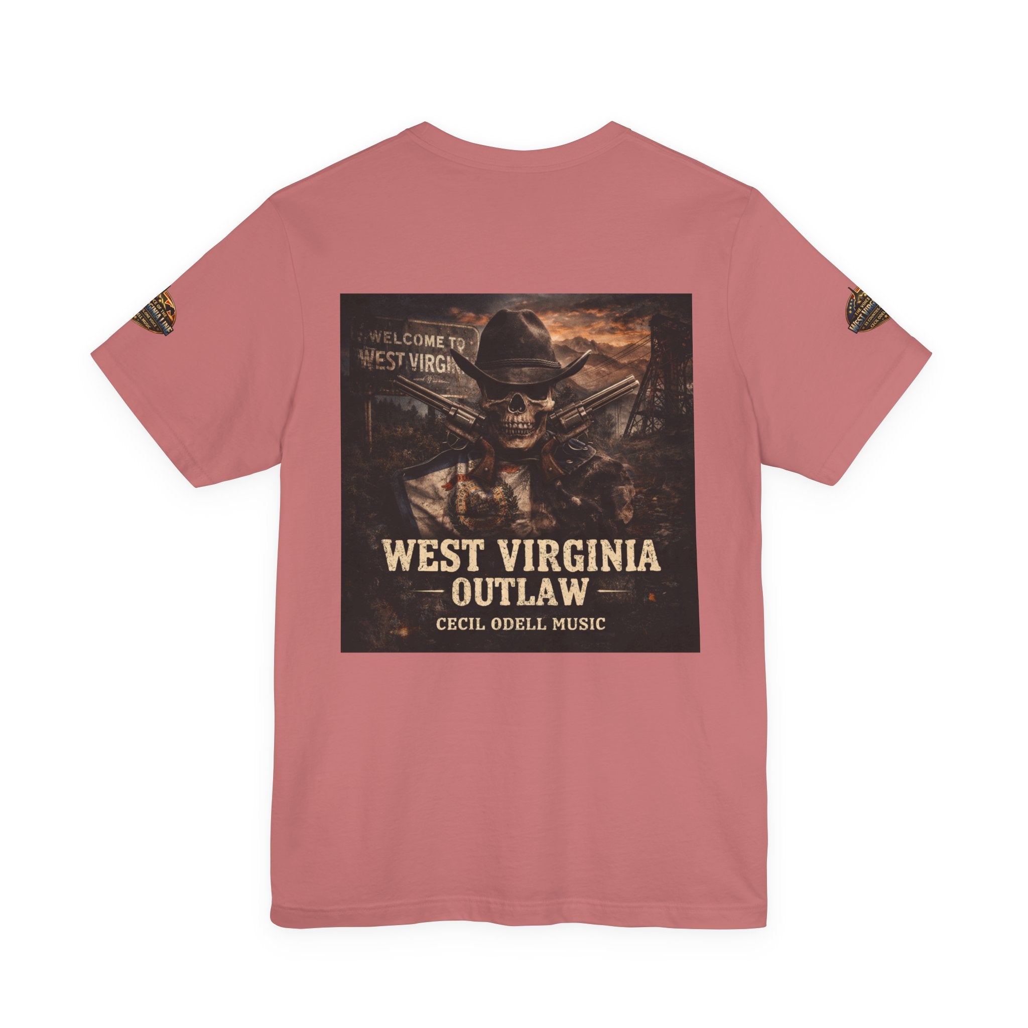 West Virginia Outlaw T-Shirt: Rustic Skull & Guns Country Graphic Tee