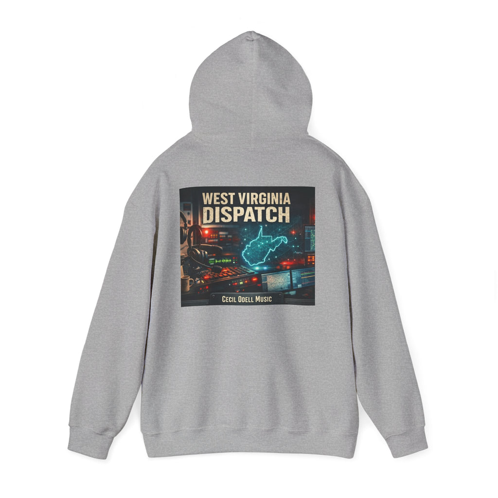 West Virginia Dispatch Hoodie: Retro Neon State Map & Eagle Graphic