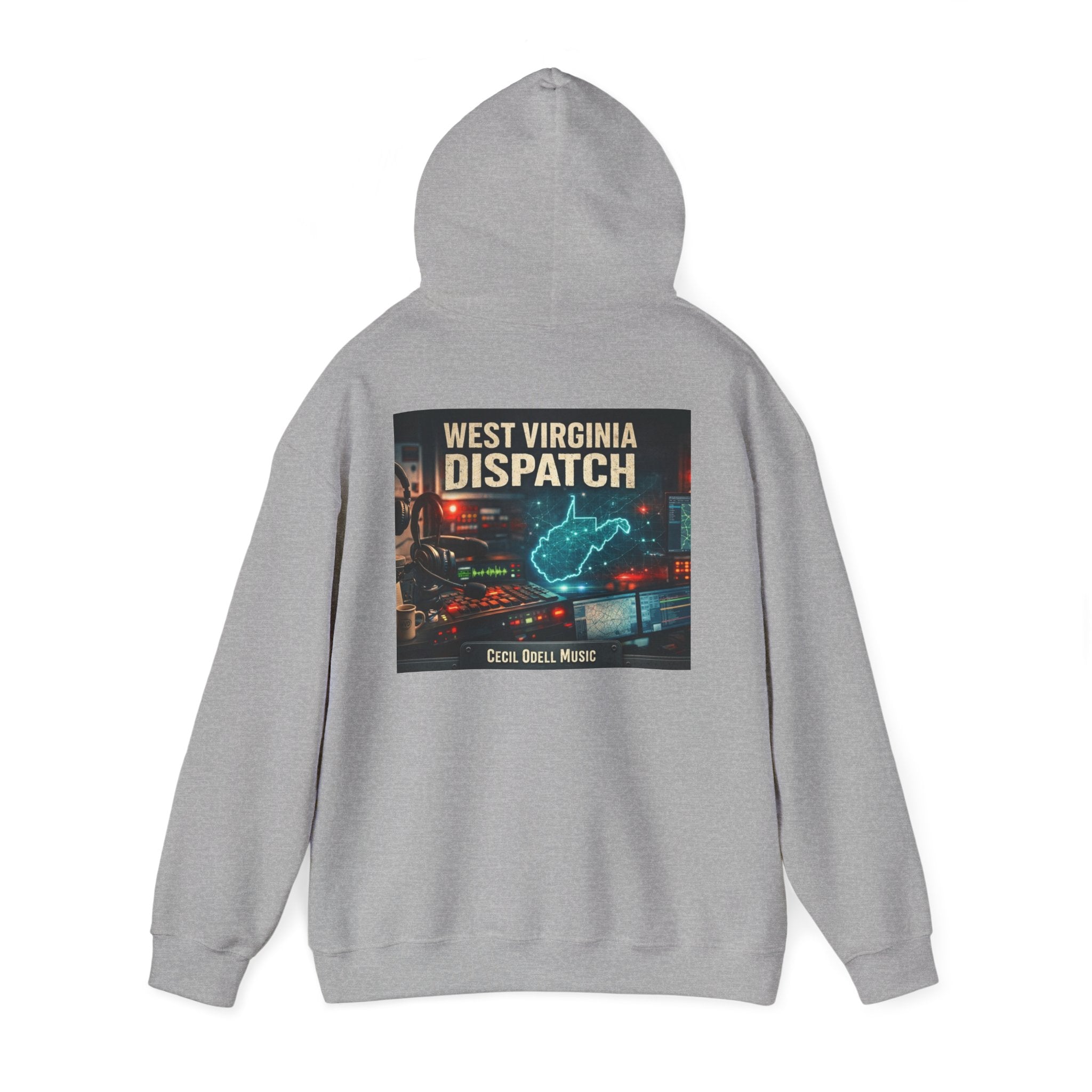 West Virginia Dispatch Hoodie: Retro Neon State Map & Eagle Graphic