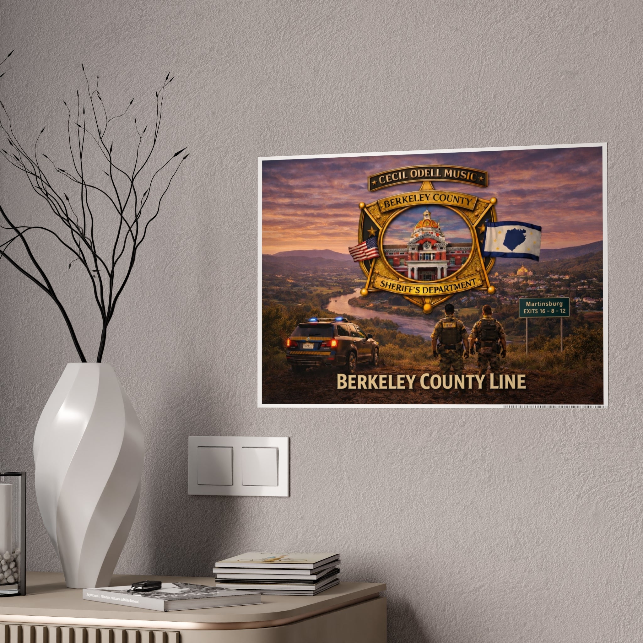 Berkeley County Line Gloss Poster — Sheriff’s Department Badge Scenic Tribute