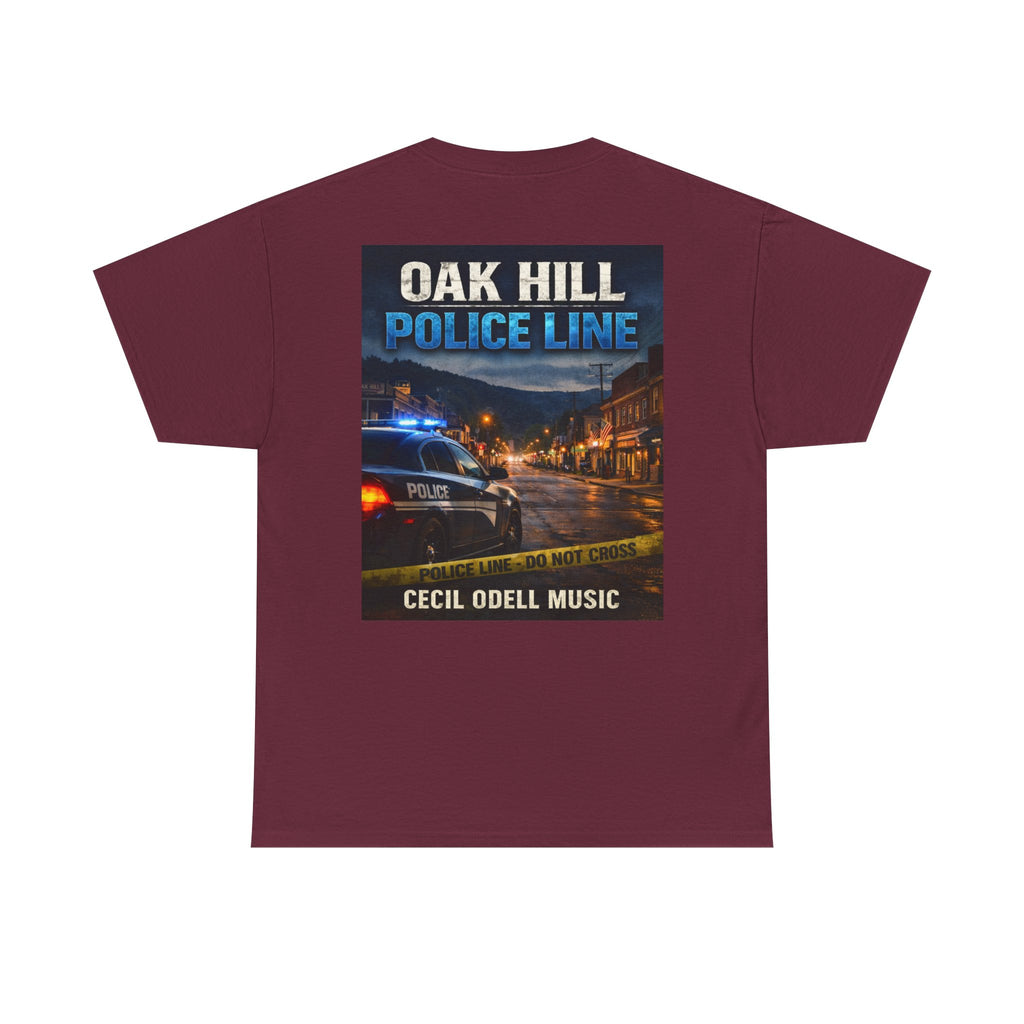 Oak Hill Police Line T-Shirt: 'Oak Hill Police Line' Graphic Tee (Cecil Odell Music)