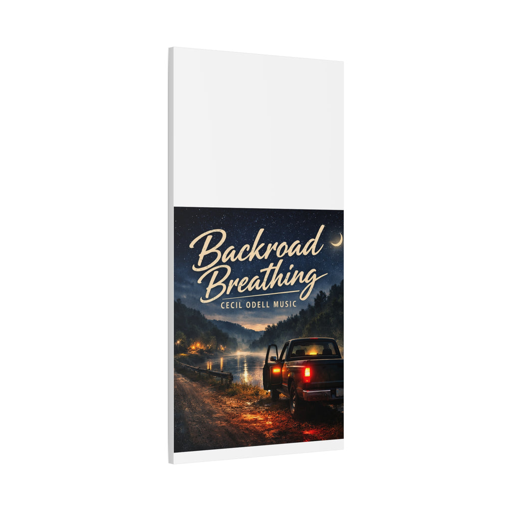 Backroad Breathing Matte Canvas Wall Art: Night Truck Landscape Music Print