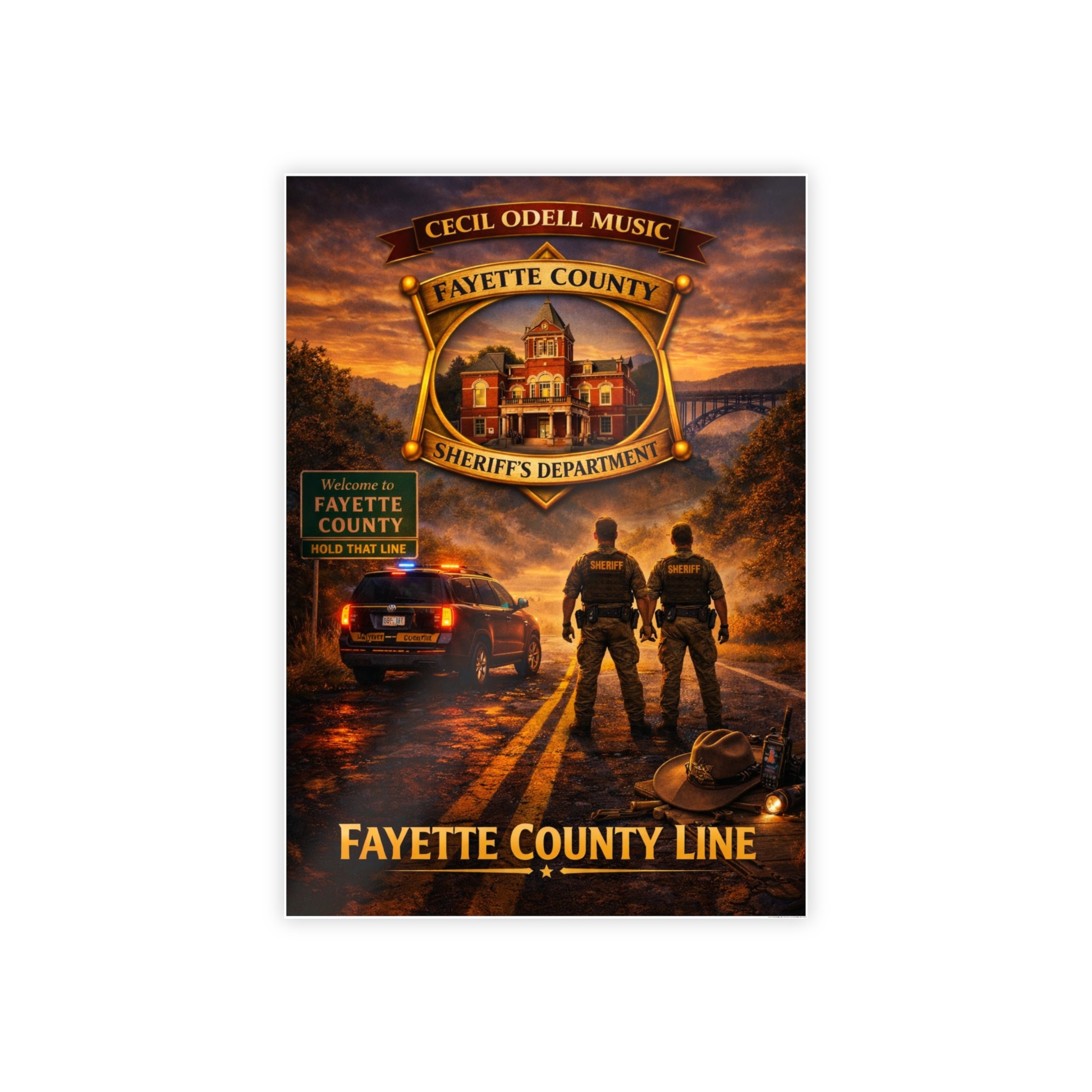 Fayette County Line Sheriff Poster: Gloss Police Badge Wall Art